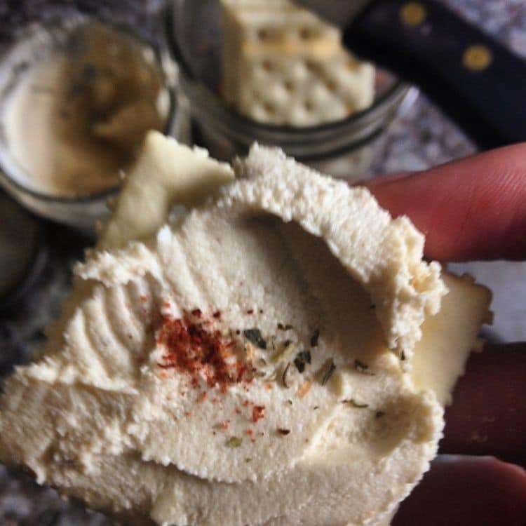 vegan cheese on a cracker