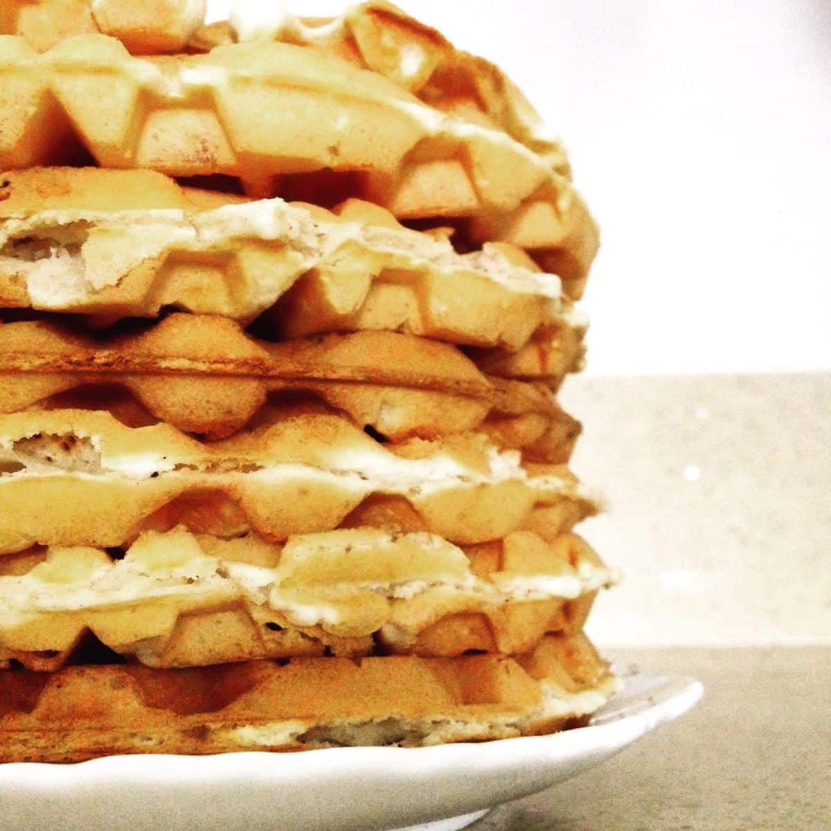 stack of vegan waffles