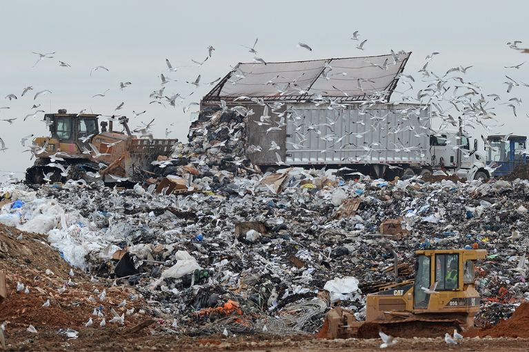 landfill with waste