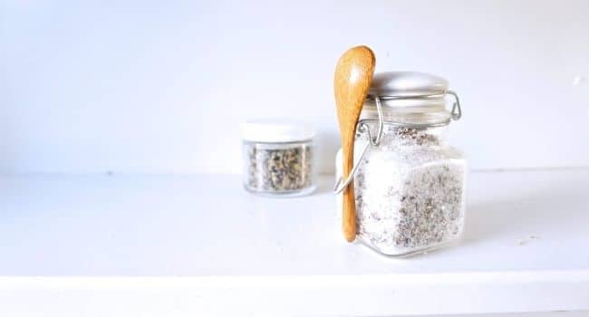 jar filled with diy bath salts