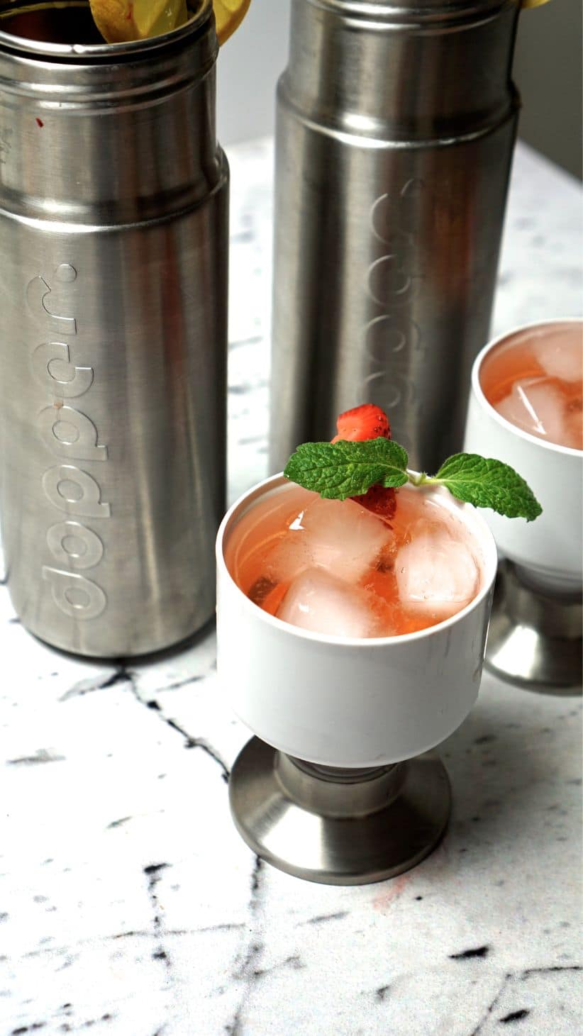 strawberry infused water in cups