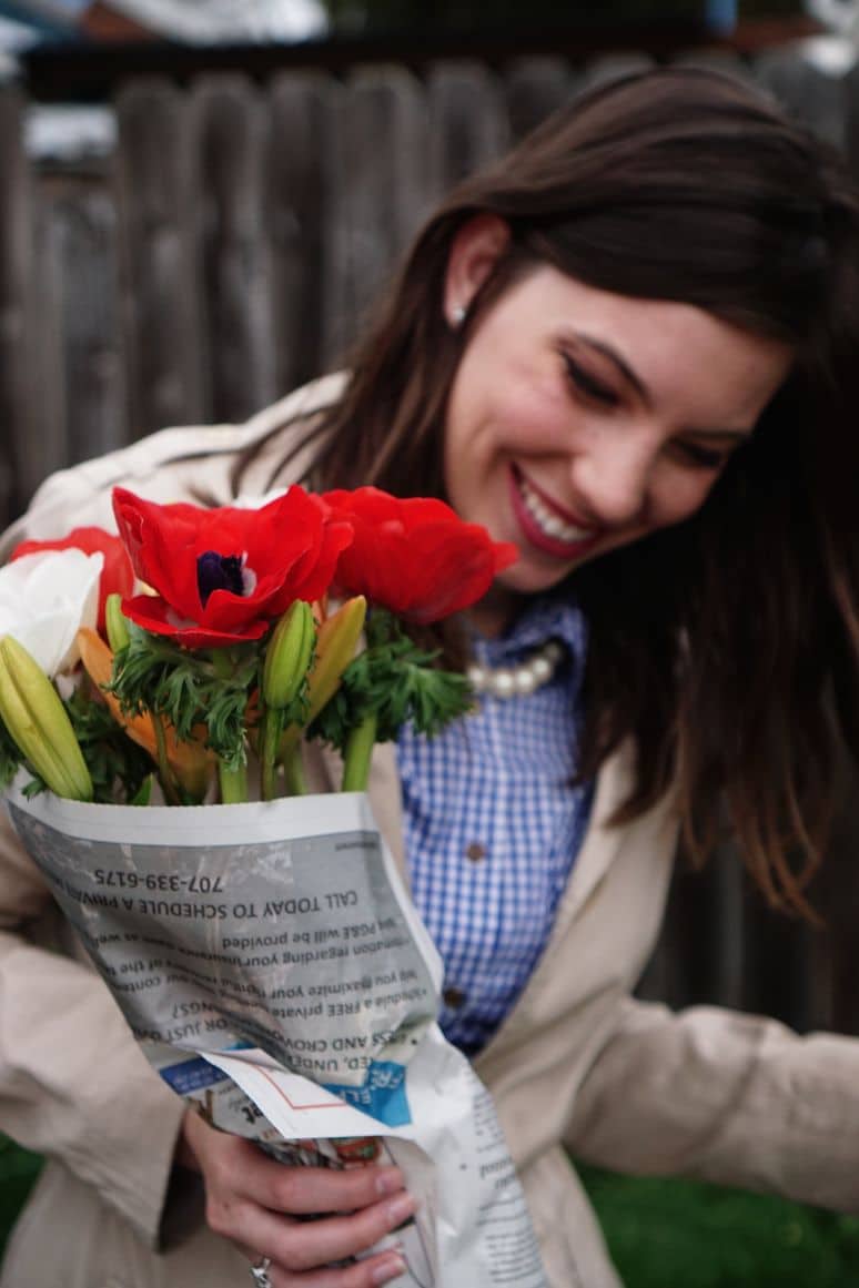 woman with flowers