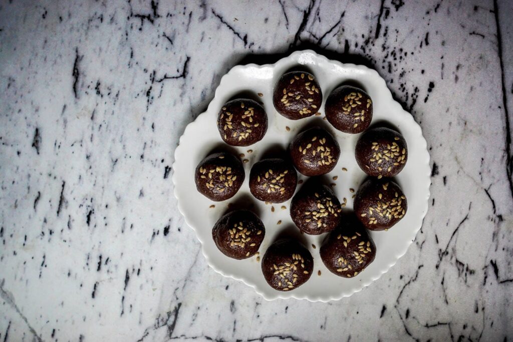 brownie balls on a plate