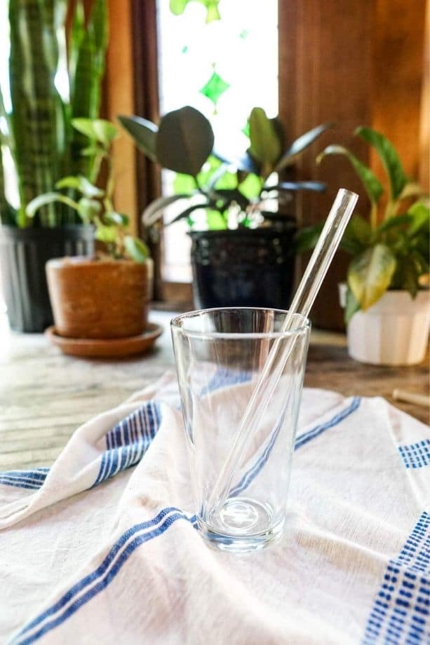 cup with glass straws