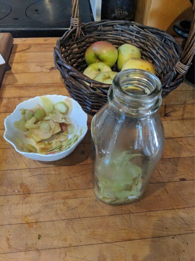 apple peels in a jar