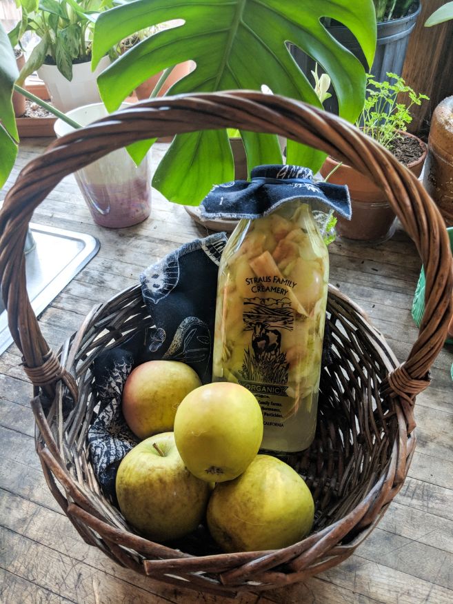 basket with homemade apple cider vinegar