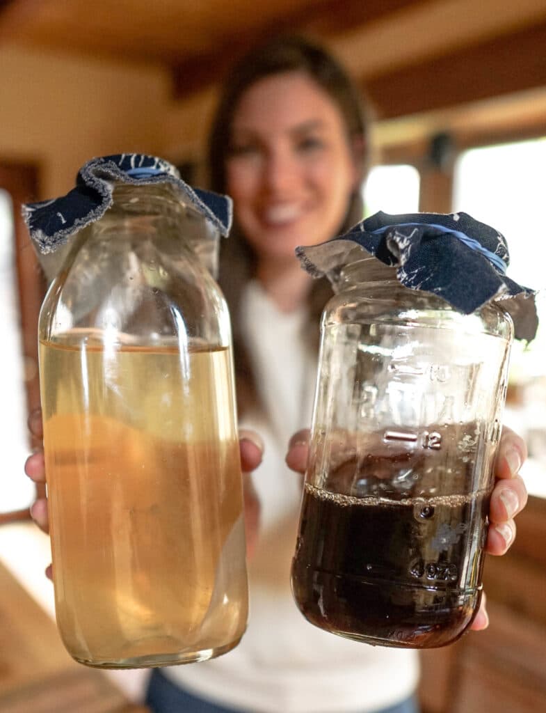 Wine in mason jar to show how to make red wine vinegar and apple cider vinegar as 2 Thanksgiving leftover recipes