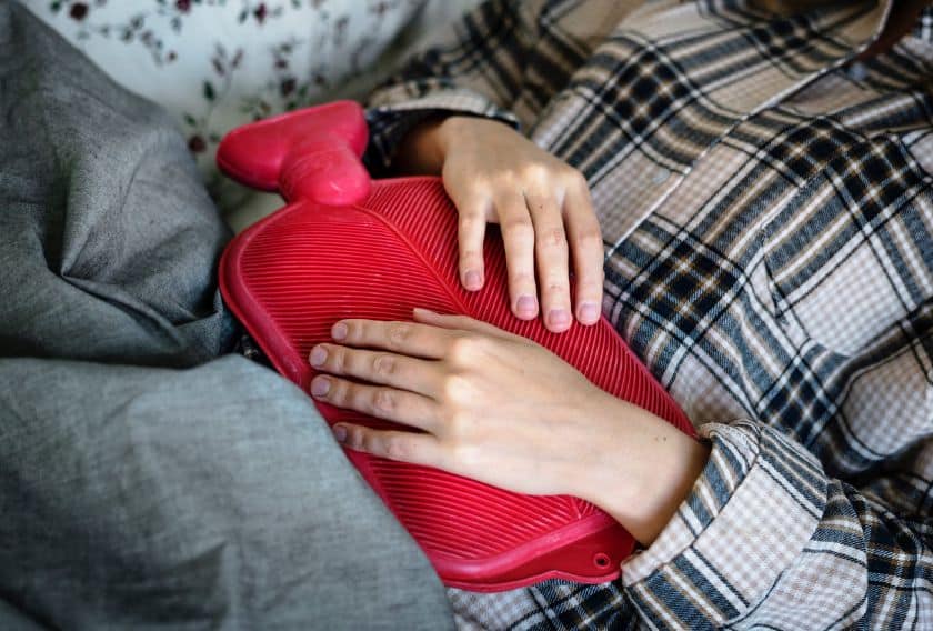 hot water bottle on stomach