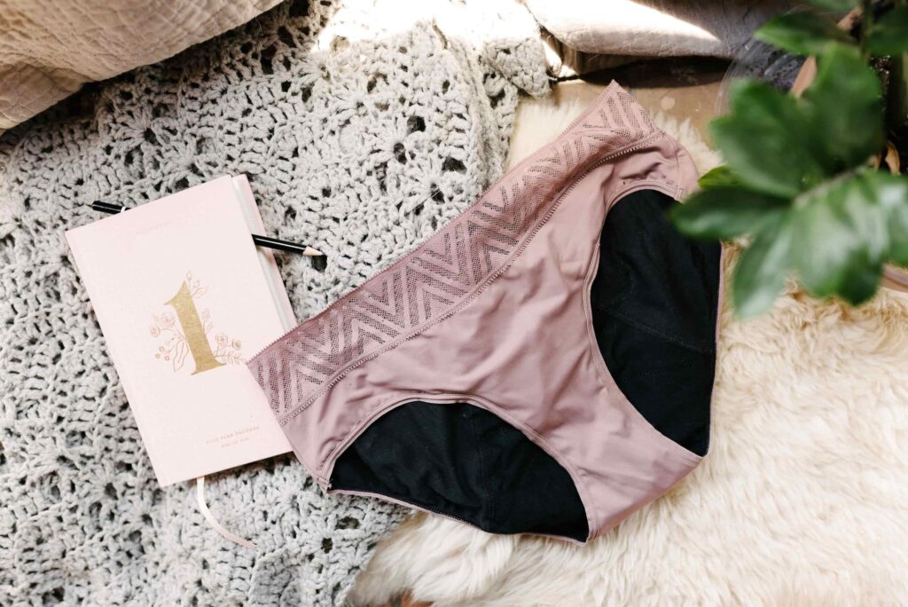 overhead image of sustainable period underwear