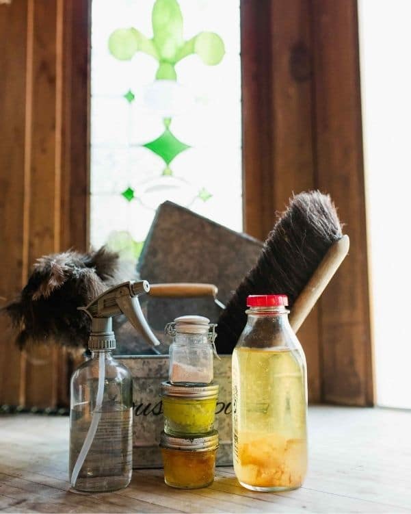 all natural cleaning products on a table