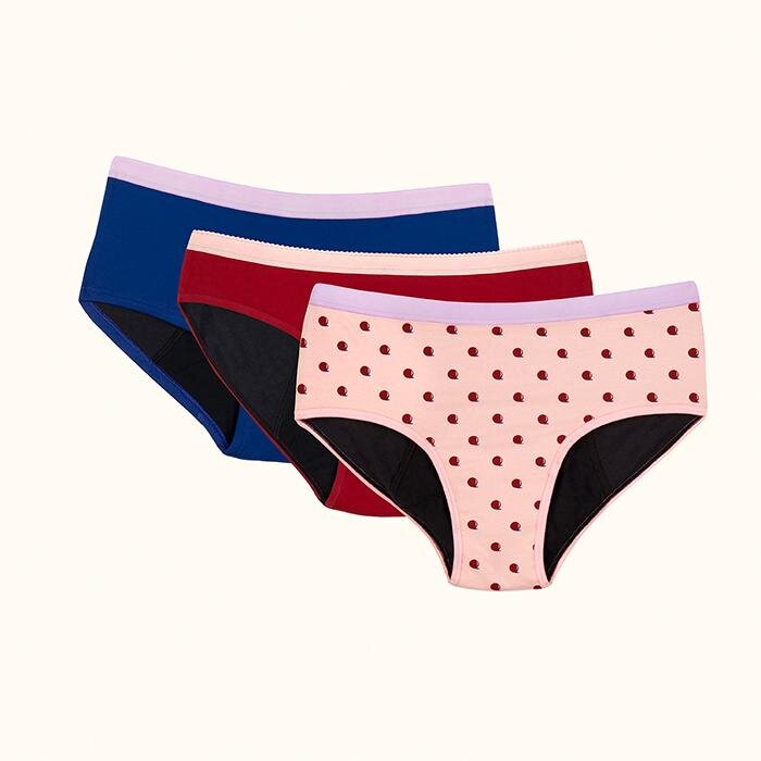 several styles of period underwear for teens