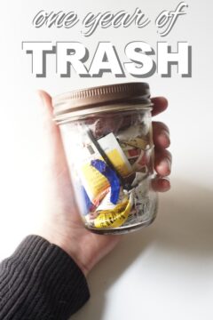 one year of trash in a mason jar