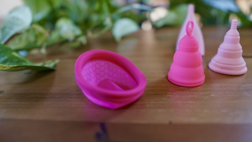 table with menstrual cups