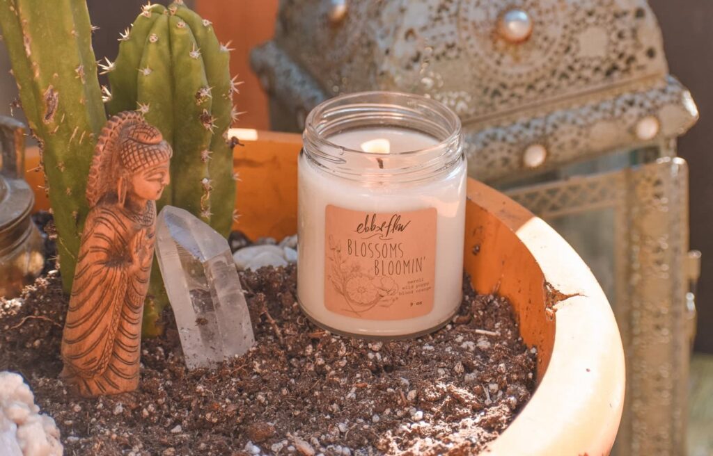 ebb and flow candles eco-friendly, zero waste, non-toxic candles in pretty jars