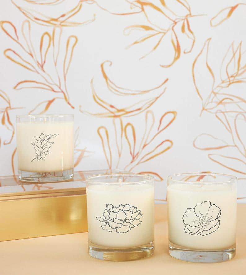 birth month candles with signature glasses.