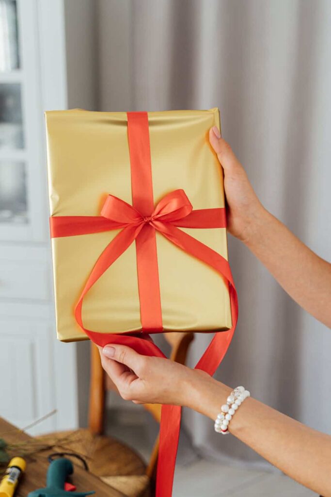 Traditional wrapping paper like this metallic paper is not recyclable.