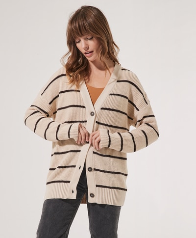 Fisherman Button-Front Cardigan