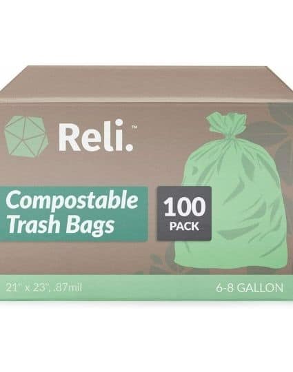 Reli. Eco-Friendly 50 Gallon Trash Bags (30 Bags) Recyclable 45 Gallon Large  Garbage Bags - Made of Recycled Material (Black) 