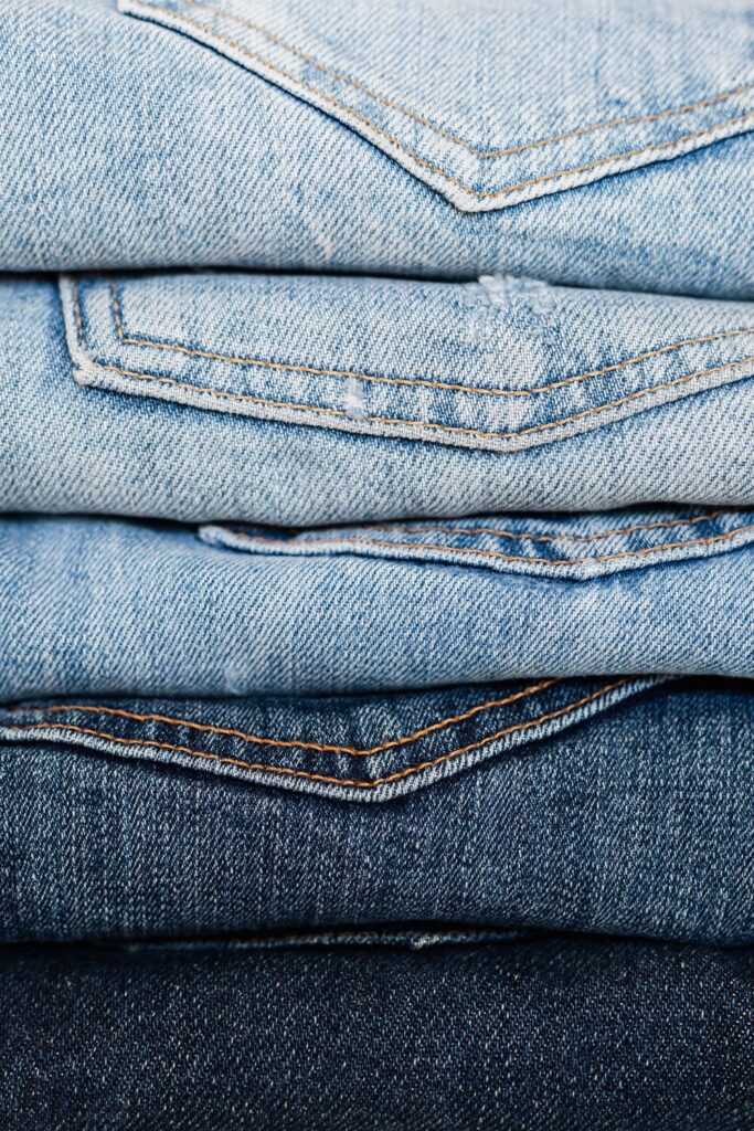 stack of jeans to be upcycled