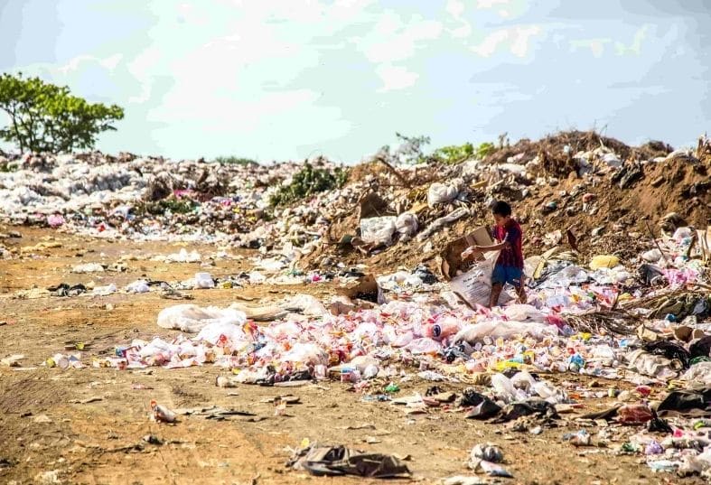trash in landfill