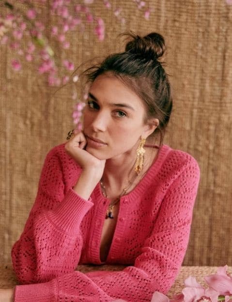 pink sustainable cardigan