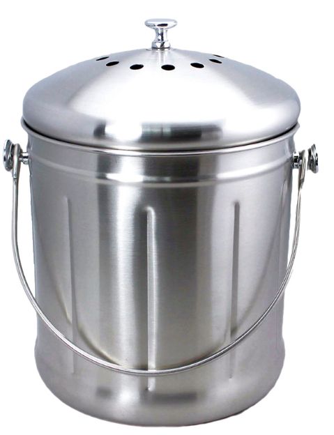 Compost Pail for Kitchen Counter by Saratoga Home Family Sized Galvanized  Metal Indoor Countertop Compost Bin for Kitchen Scraps, Silver 