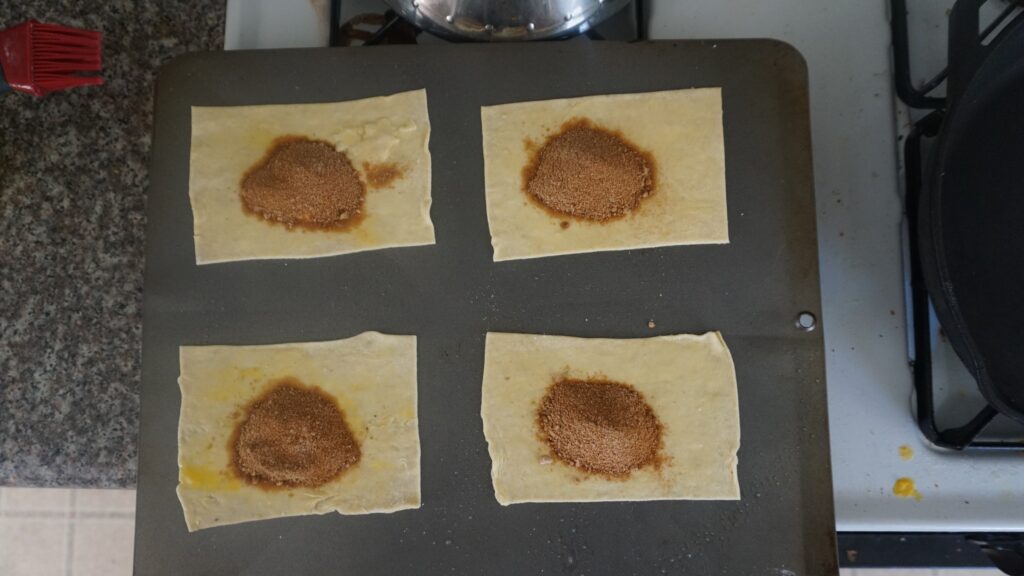 cinnamon toaster strudel filling on raw dough