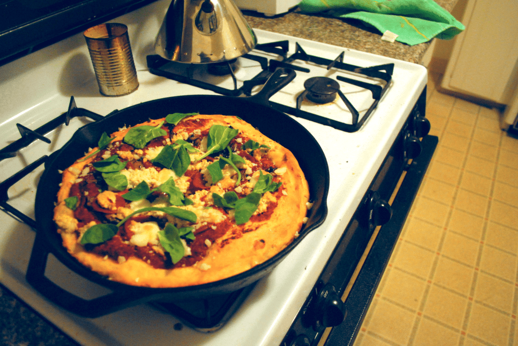 heirloom tomato sauce on a homemade pizza