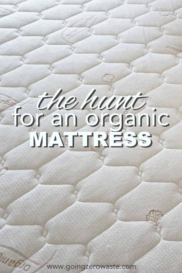 A close up of the best organic mattress with a caption reading "the hunt for an organic mattress"