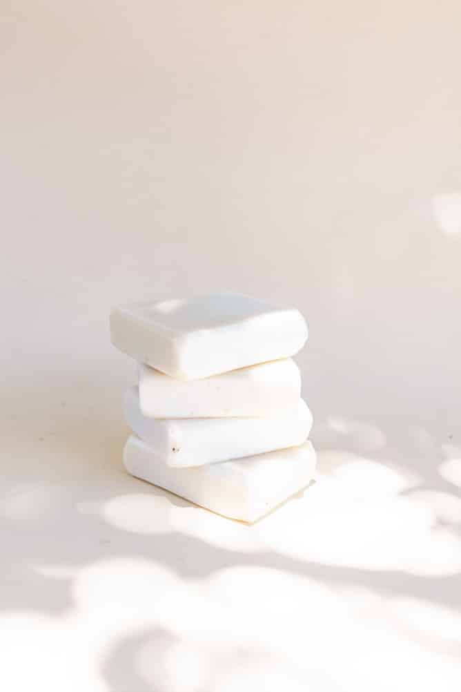 stack of soap bars before being turned into natural liquid soap
