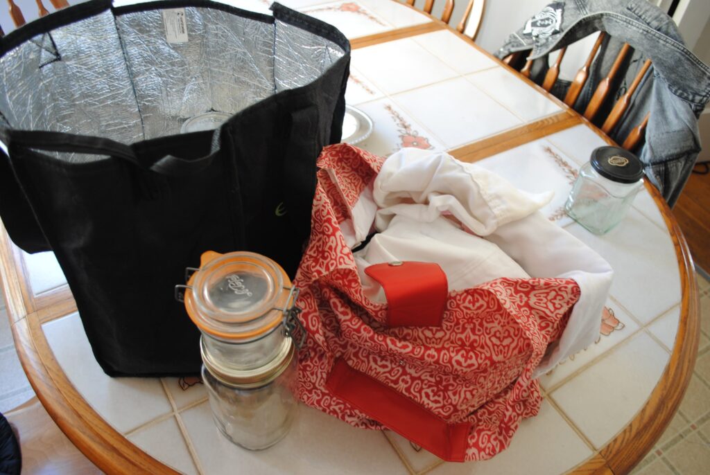 Reusable totes and jars for eco friendly shopping