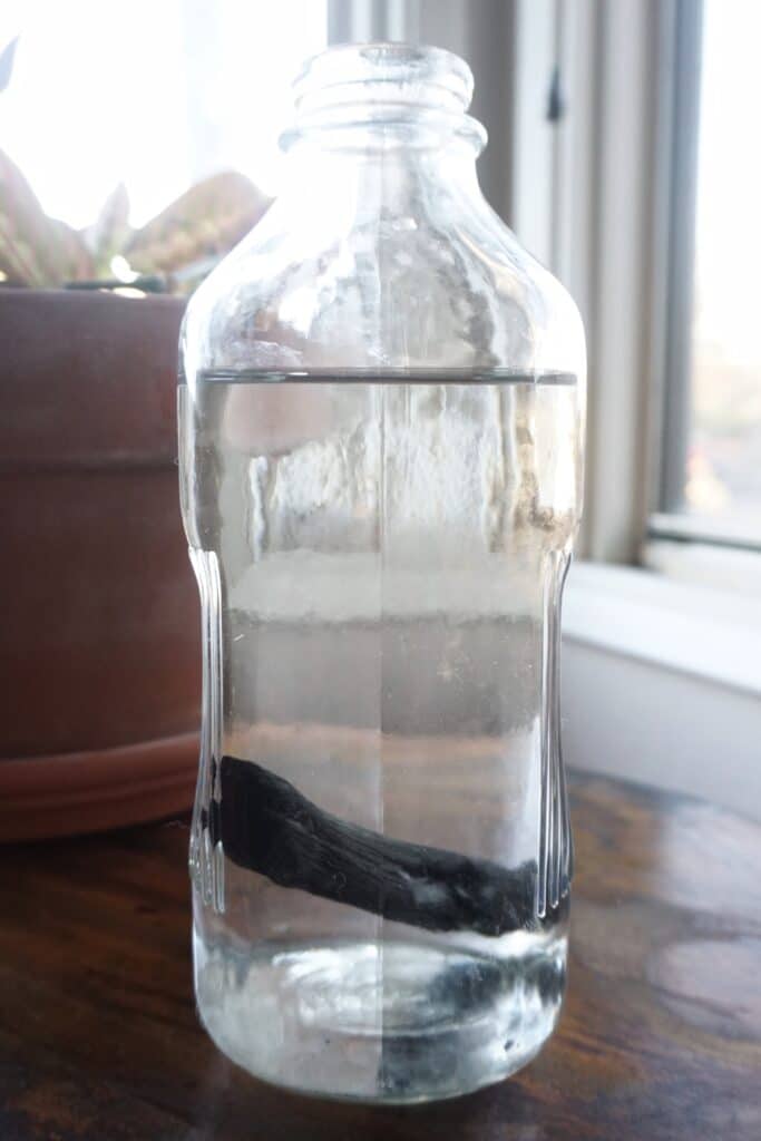 charcoal in water used as a non plastic water filter