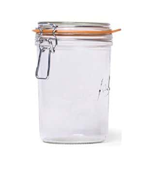 Photo of a La Parfait mason jar with a lid in a post about mason jar uses.