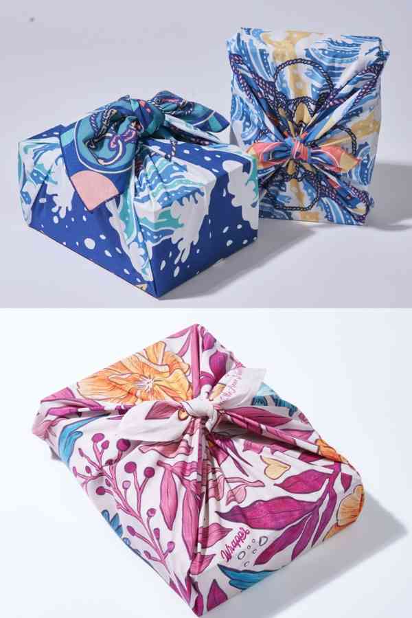 Reusable wrapping cloths to give gifts plastic free 