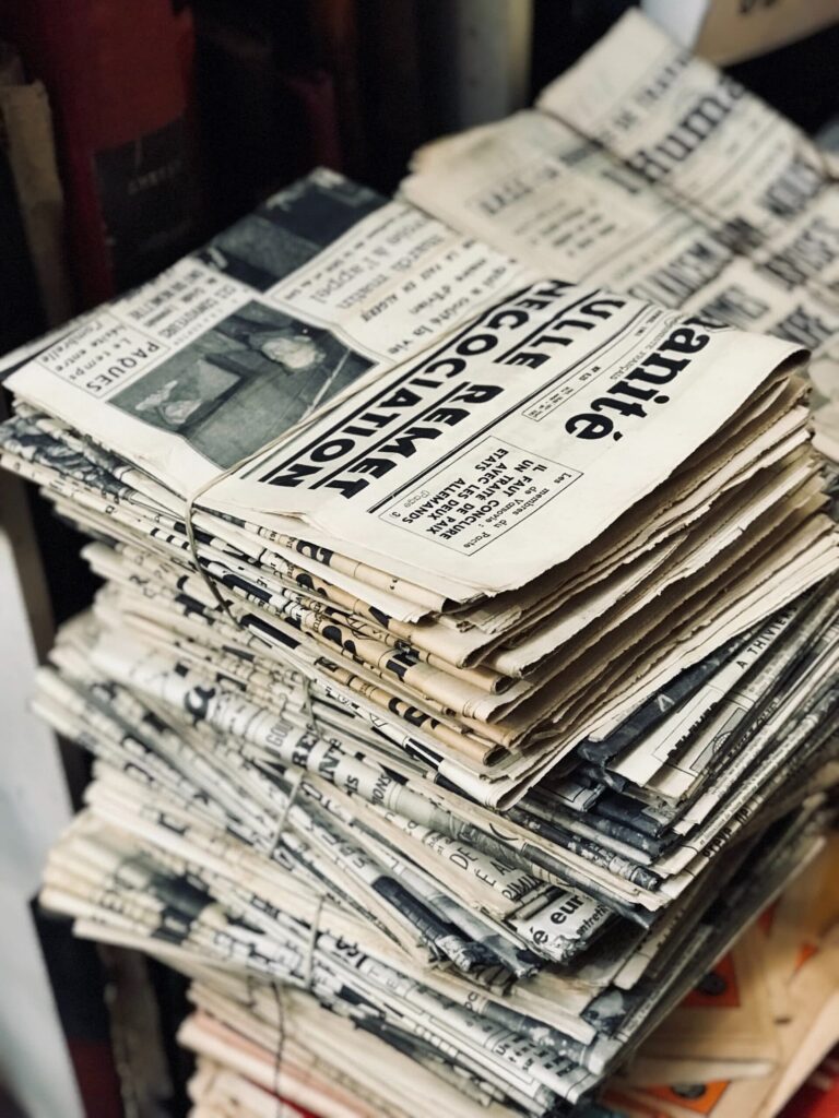 Is paper recyclable? A stack of newspapers to illustrate a post about paper recycling. 