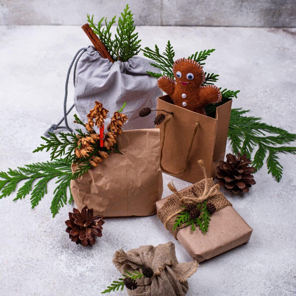 image of presents with sustainable wrapping