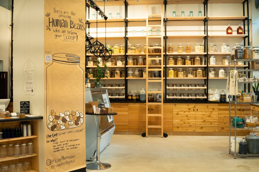 How to start a refill shop - photos of a shop full of bulk bins in glass containers