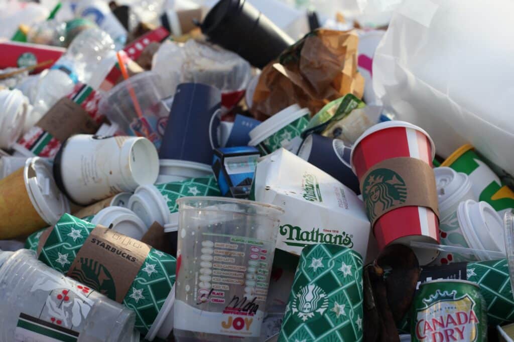 Pile of trash to illustrate the need for recycled plastic material 