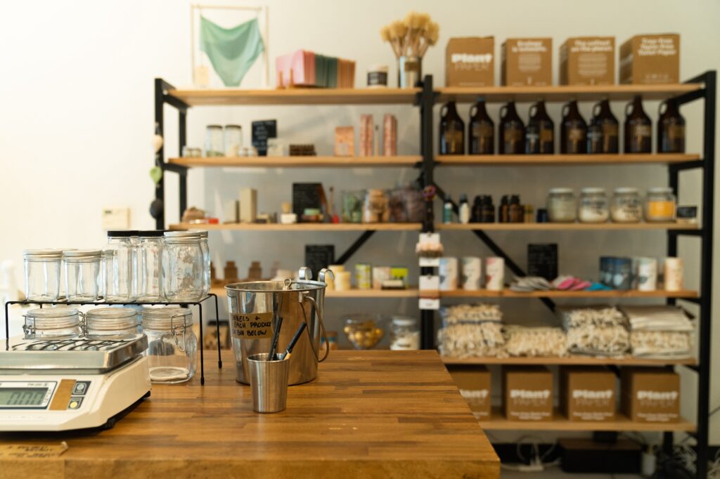 A photo of a zero waste shop to illustrate sustainable shopping