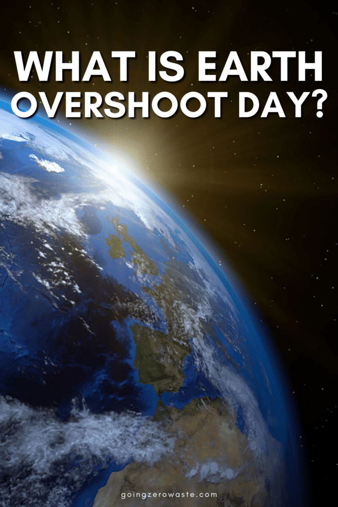 An image of Earth from space with overlay text reading "What is Earth Overshoot Day?"