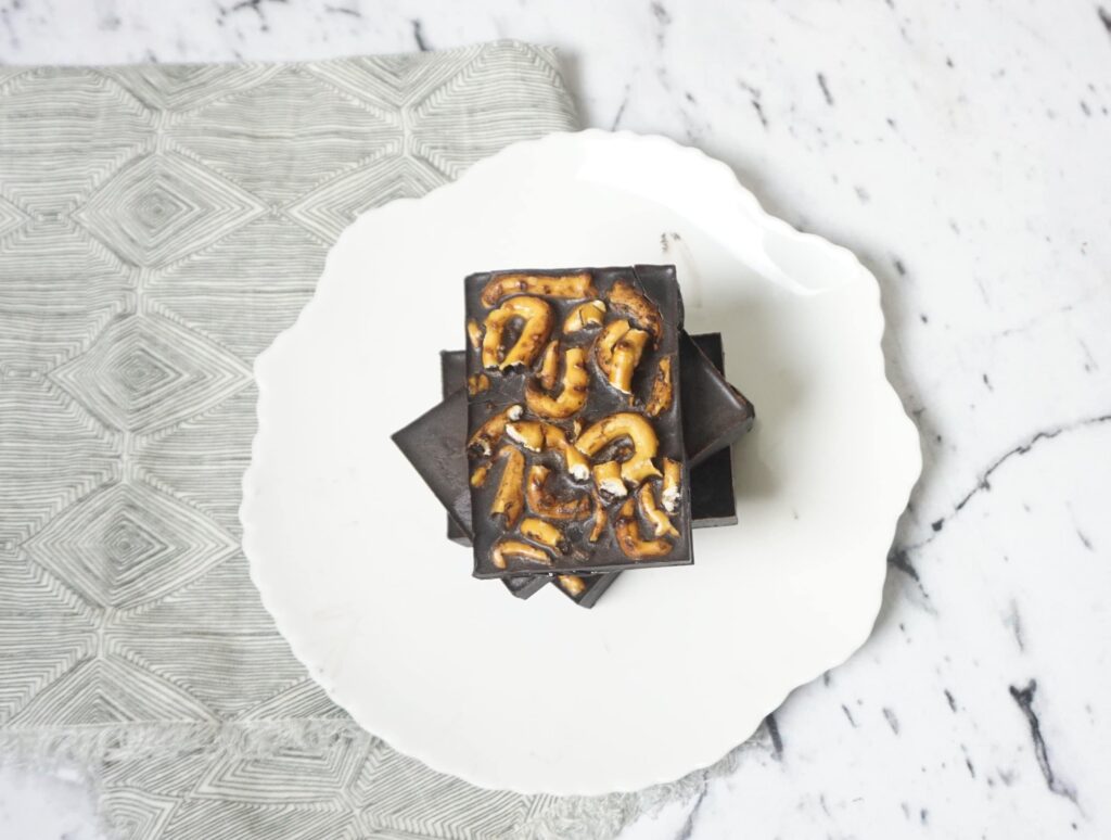 Top view of chocolate peanut butter bars