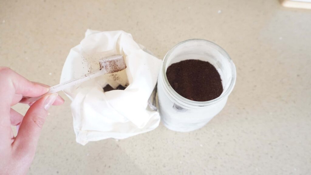 A milk nut bag being used for over the top coffee.